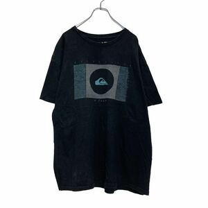 Quiksilver 半袖 プリント Tシャツ XL ブラック ブルー グレー クイックシルバー ビッグサイズ ロゴ 古着卸 アメリカ仕入 a507-6475