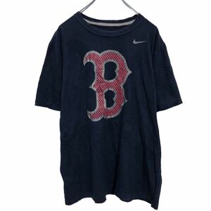 NIKE 半袖 プリント Tシャツ L ネイビー ナイキ ビッグプリント 古着卸 アメリカ仕入 a507-6495