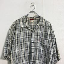 Levi's 半袖 チェック シャツ XL ベージュ ブラック ライトブルー リーバイス オープンカラーシャツ 古着卸 アメリカ仕入 a507-6533_画像2