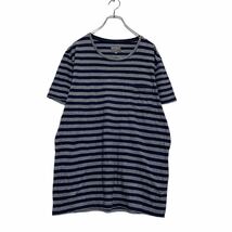 WITCHERY 半袖 ボーダー Tシャツ L グレー ネイビー カジュアル 胸ポケット 古着卸 アメリカ仕入 a507-6578_画像1