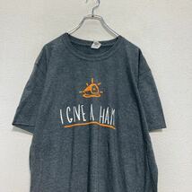 GILDAN 半袖 プリント Tシャツ XL グレー I GIVE A HAM メッセージ ロゴ ビッグサイズ 古着卸 アメリカ仕入 a507-6588_画像2