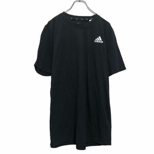 adidas 半袖 ロゴ プリント Tシャツ L ブラック ホワイト アディダス ワンポイントロゴ 古着卸 アメリカ仕入 a507-6670
