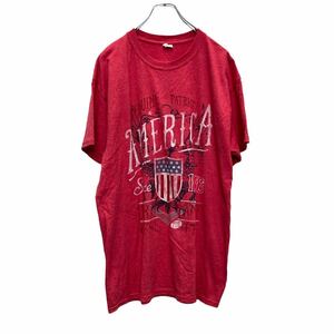 GILDAN 半袖 プリントTシャツ Lサイズ位 ギルダン USAプリント 赤 レッド 古着卸 アメリカ仕入 a507-6779