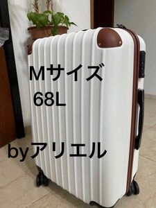 新品 キャリーケース Mサイズ ホワイト・ブラウン TSAロック付き