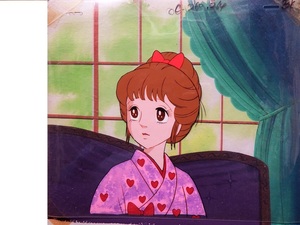 なつかしの少女アニメ　大和和紀さん原作「はいからさんが通る」◇派手な着物の、主人公・紅緒の手描き背景つきセル画です