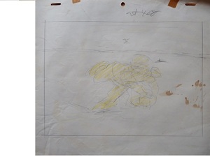水島新司さん原作　なつかしの野球アニメ「ドカベン」◇殿馬の手描きレイアウトラフ画です　