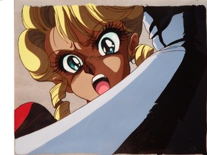 なつかしの美少女アクションアニメ　新谷かおるさん原作「クレオパトラＤ．Ｃ．」　⑰襲撃されるクレオの重ねセル画です
