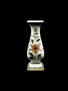オランダ ROYAL DELFT De Porceleyne Fles 花柄一輪挿し花瓶 1980年代 幅奥行き共に4cm 高さ12cm YTK507