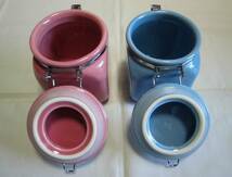保存容器 陶器製 キャニスター 密封容器 ブルーとピンク 2個 密閉 コーヒー 砂糖 おつまみ入れ等に_画像6