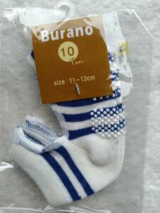 新品 ☆Burano☆ 11～13㎝ 靴下 ボーダー 青色 @KB3962