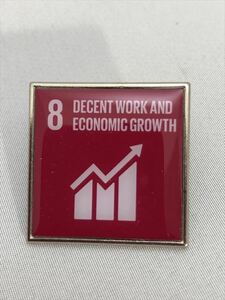 SDGsピンバッジ　1個(1540円税込・送料無料）「8. 働きがいも経済成長も Decent work and economic growth）（国連ブックショップ購入 UN58