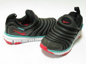 NIKE DYNAMO FREE PS 黒 緑 赤 18cm ナイキ ダイナモ フリー キッズ スリッポン 運動靴 ブラック 343738-029