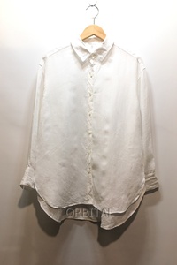 ..) 49AV junko shimada Junko Shimada linen long sleeve shirt 4932282206 lady's 38 white regular price 3.9 ten thousand jpy * left shoulder dirt equipped 