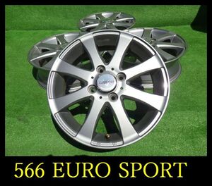 【566】T600706▲EURO SPORTホイール▲14x4.5J 4穴 PCD100 +45 4本 Nシリーズ ekシリーズ タント 軽自動車全般に