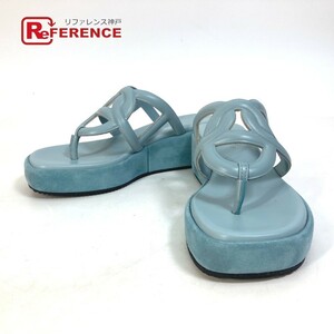 HERMES Hermes she-n Dunk rujipsi-ve-ru*do- shoes tongs sandals suede blue group lady's [ used ] unused 