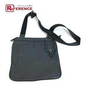 VERSACE Versace diagonal ..mete.-sa bag shoulder bag leather black men's [ used ]