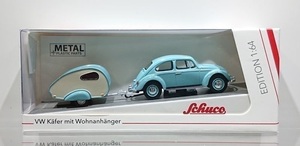 Schuco シュコー 1/64 Volkswagen フォルクスワーゲン VW Kafer Beetle mit Wohnanhanger