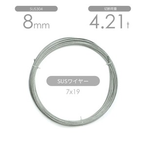 国産ステンレスワイヤー 7x19 8mm カット販売 SUS304