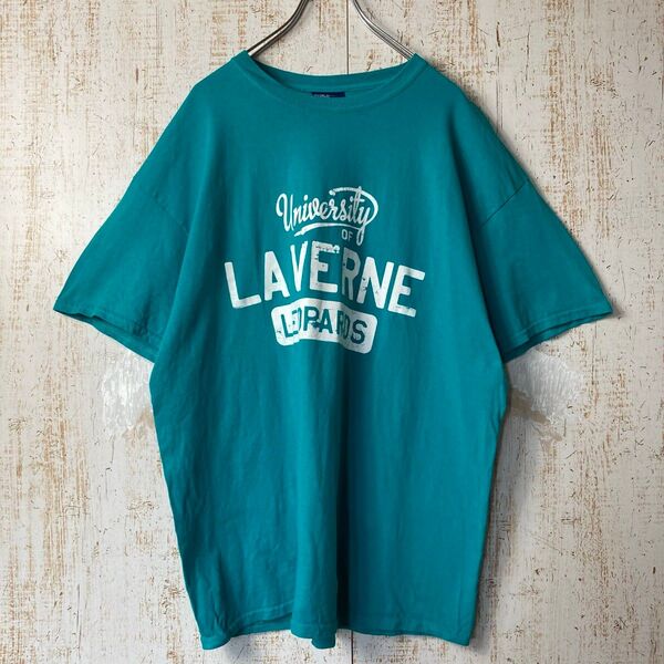 カレッジ オーバーサイズ Tシャツ XL グリーン アメリカ古着US古着