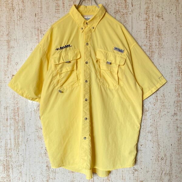 コロンビア PFG フィッシング 半袖シャツ イエロー アメリカ古着US古着