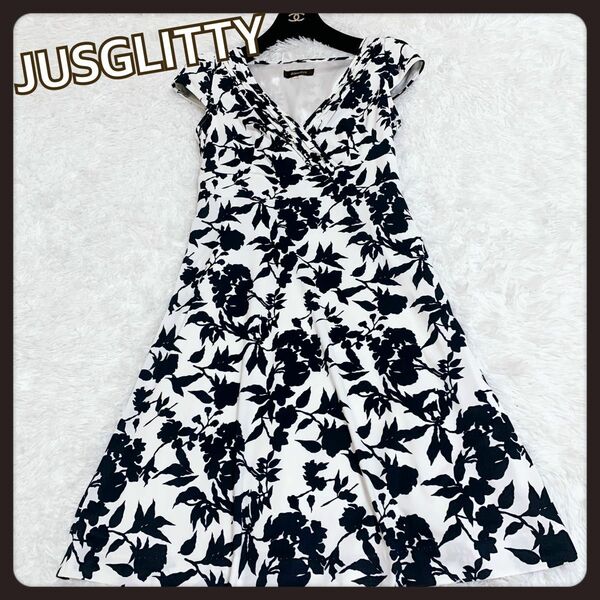 ●JUSGLITTY　花柄ワンピース　カシュクール