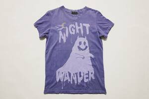 ワールドワイドラブ WORLD WIDE LOVE! Tシャツ USED加工 パープル ワーラブ WWL! Mサイズ 紫 おばけ dead casper NIGHT WANDER