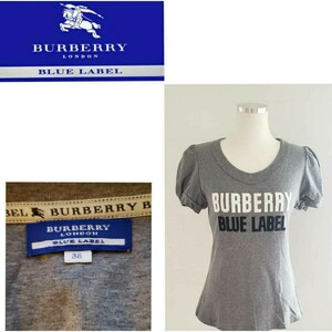 BURBERRY BLUE LABEL　バーバリーブルーレーベル　パフスリーブ　トップス　Tシャツ　グレー　38　M　美品　人気　完売　春　夏 サマー　