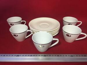 難有り 合わせセット 5個 5客組 カップ&ソーサー ノリタケ Noritake JAPAN 9691 Bone China ティーカップ コーヒーカップ 白磁 銀彩 模様