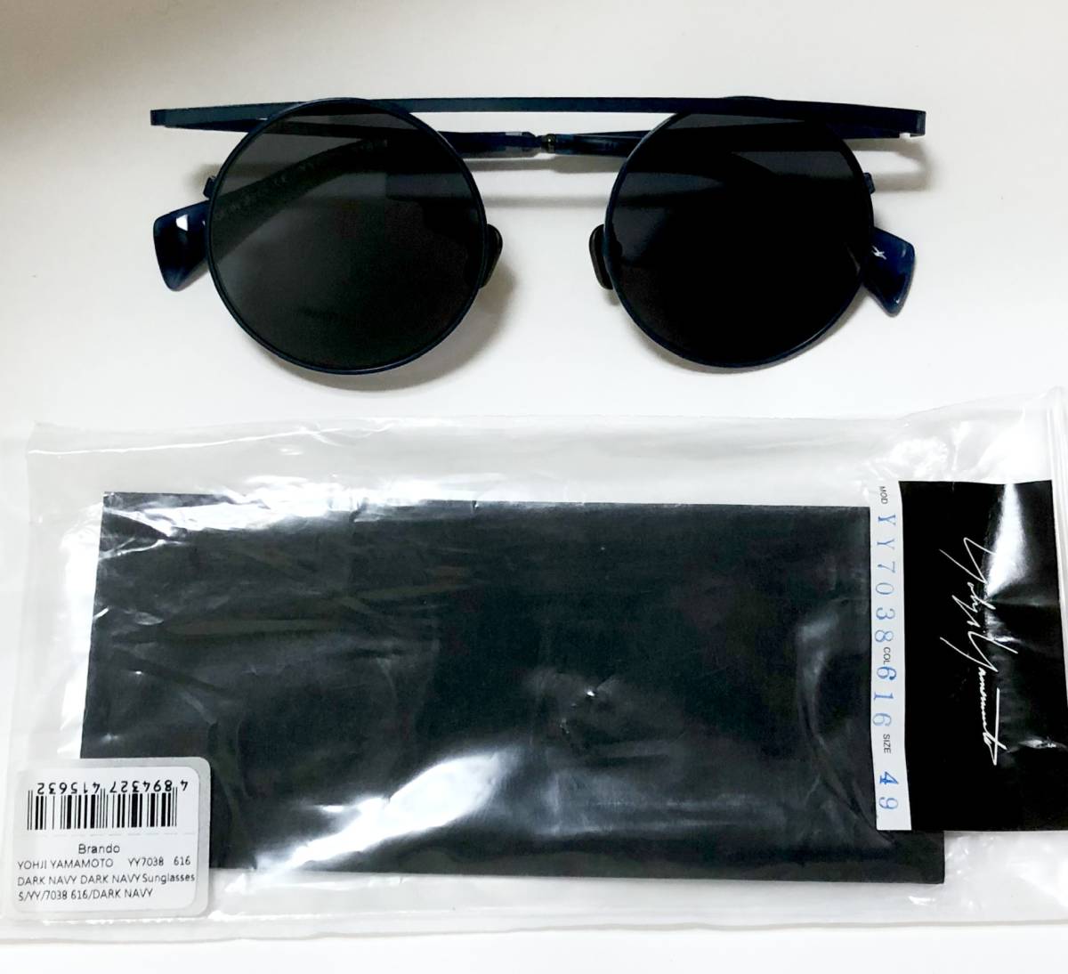 新品 Yohji Yamamoto 日本製 濃い青 ヨウジヤマモト サングラス 丸