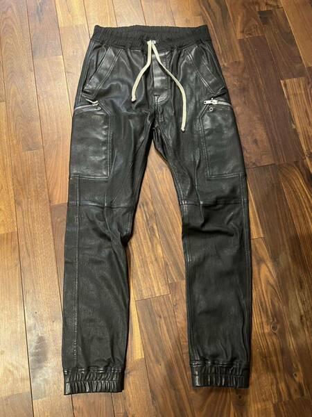 Rick Owens リックオウエンス CARGO JOG レザーパンツ　40 カーゴジョグカーゴパンツ レザーパンツ　leather cargo pants