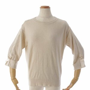 [ Brunello Cucinelli ]Brunello Cucinelli cashmere 100% long sleeve crew neck knitted sweater tops white XXS 182777