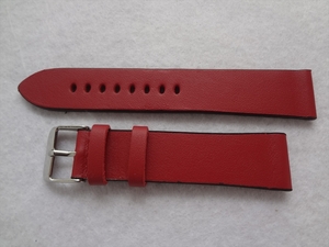 腕時計レザーバンド 20mm 赤色 赤 レッド時計 ベルト(裏面:茶色/黒)