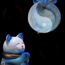 美品 招き猫の置物アイデア家の玄関装飾品の下駄箱の鍵の収納盤 3色選択可 ブルー*ホワイト_画像3