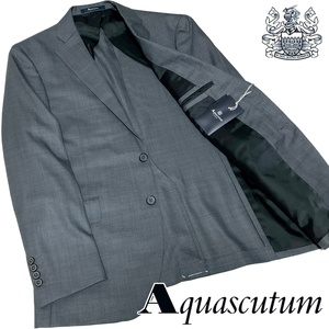 AQ26A4 新品！定価9.9万　日本製　Aquascutum　アクアスキュータム　シャークスキン柄ジャケット　背抜き仕立て　グレー　