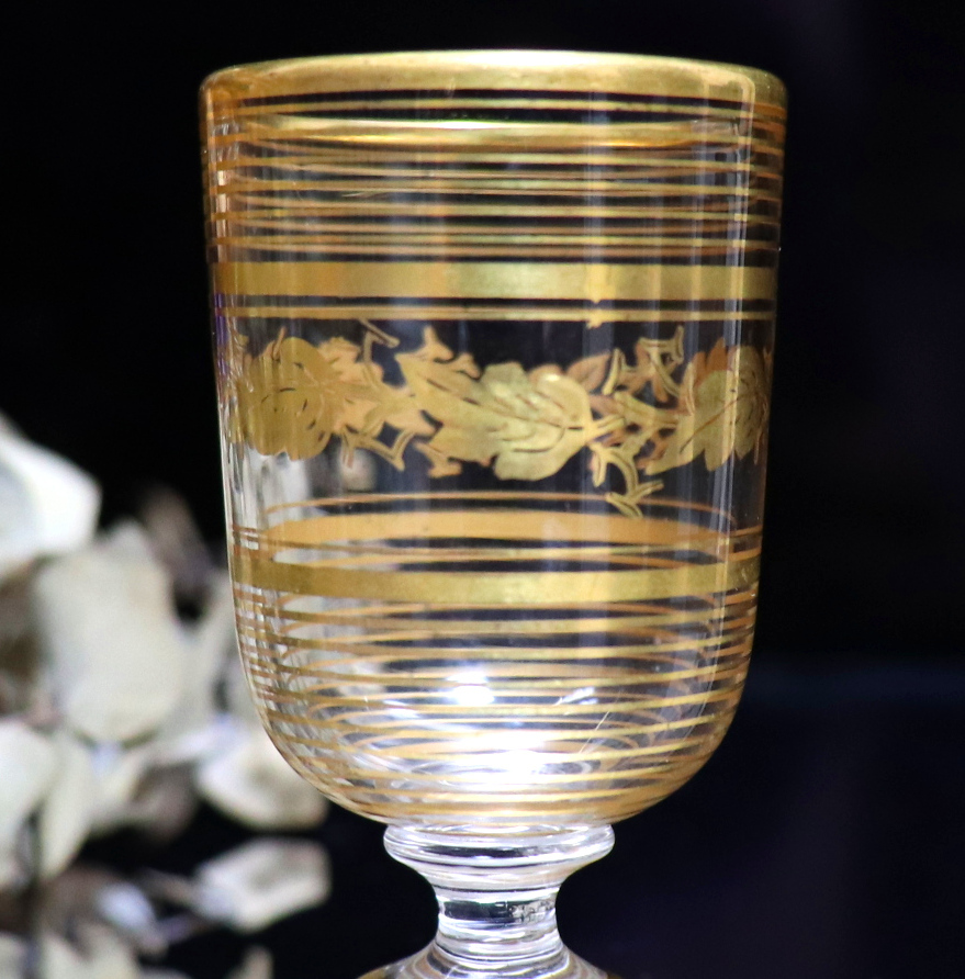 春海好み オールド・バカラ (BACCARAT) 明治 1900年頃 金彩装飾 猪口