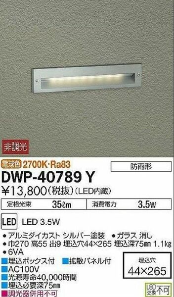 新品未開封品 DAIKO LED 足元灯 DWP 40789 防雨形