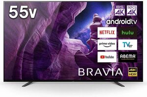 新品未開封 ソニー 有機EL55V型4Kテレビ KJ-55A8H 4Kチューナー内蔵/無線LAN/Bluetooth/DolbyAtmos/Android TV 2023/5~保証 引取