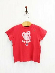 KU0476 ○送料無料 古着 miki HOUSE ミキハウス 半袖 Tシャツ サイズ100cm ピンク キッズ 女の子 クマ ロゴ プリント