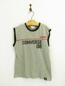 KU0944 ○送料無料 古着 CONVERSE コンバース ノースリーブ シャツ サイズ150cm グレー プリント 刺繍 スポーツ ブランドロゴ