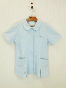 LU0327 ○送料無料 古着 レディース ナース服 Lサイズ 水色 ナースジャケット ファスナー 介護服 作業用 ナースウェア 半袖 看護