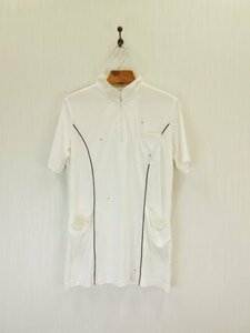 LU0297 ○送料無料 古着 レディース ナース服 Lサイズ オフホワイト ナースジャケット 介護服 作業用 病院服 白衣 ナースウェア 半袖 看護