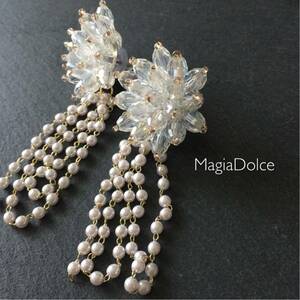  free shipping *MagiaDolce 5248* clear earrings flower earrings pearl earrings adult pretty long earrings gorgeous earrings wedding 