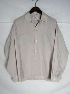 50年代製　Essley　オープンカラーシャツ　コットン　無地　ベージュ　15 Mサイズ ヴィンテージ