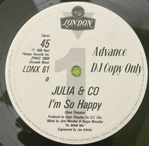 Soul disco record ソウル　ディスコ　レコード　JULIA & CO / I'm So Happy / Breakin' Down 1985