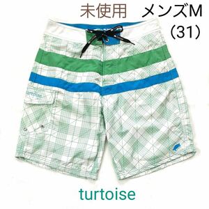 未使用）タータス ボードショーツ メンズMサイズ（31） turtoise LEO green check 水着 サーフパンツ