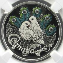 【1円スタート！】 準最高鑑定 2016 カナダ 10ドル 銀貨 シルバー 鳩 スワロフスキー NGC PF69 UC 初期発行 モダンコイン アンティーク _画像1