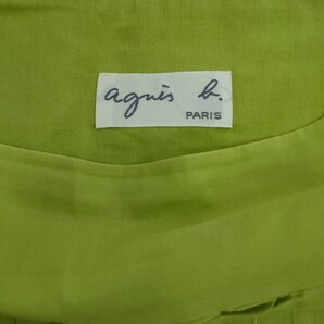 agns b./アニエス・ベー レディース プリーツスカート 38サイズ グリーン系 薄手 夏スカート 清涼感 ひざ丈 日本製 I-2485の画像3