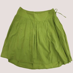 agns b./アニエス・ベー レディース プリーツスカート 38サイズ グリーン系 薄手 夏スカート 清涼感 ひざ丈 日本製 I-2485