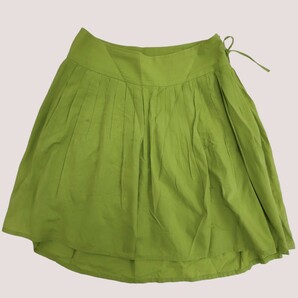 agns b./アニエス・ベー レディース プリーツスカート 38サイズ グリーン系 薄手 夏スカート 清涼感 ひざ丈 日本製 I-2485の画像1