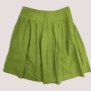 agns b./アニエス・ベー レディース プリーツスカート 38サイズ グリーン系 薄手 夏スカート 清涼感 ひざ丈 日本製 I-2485の画像4